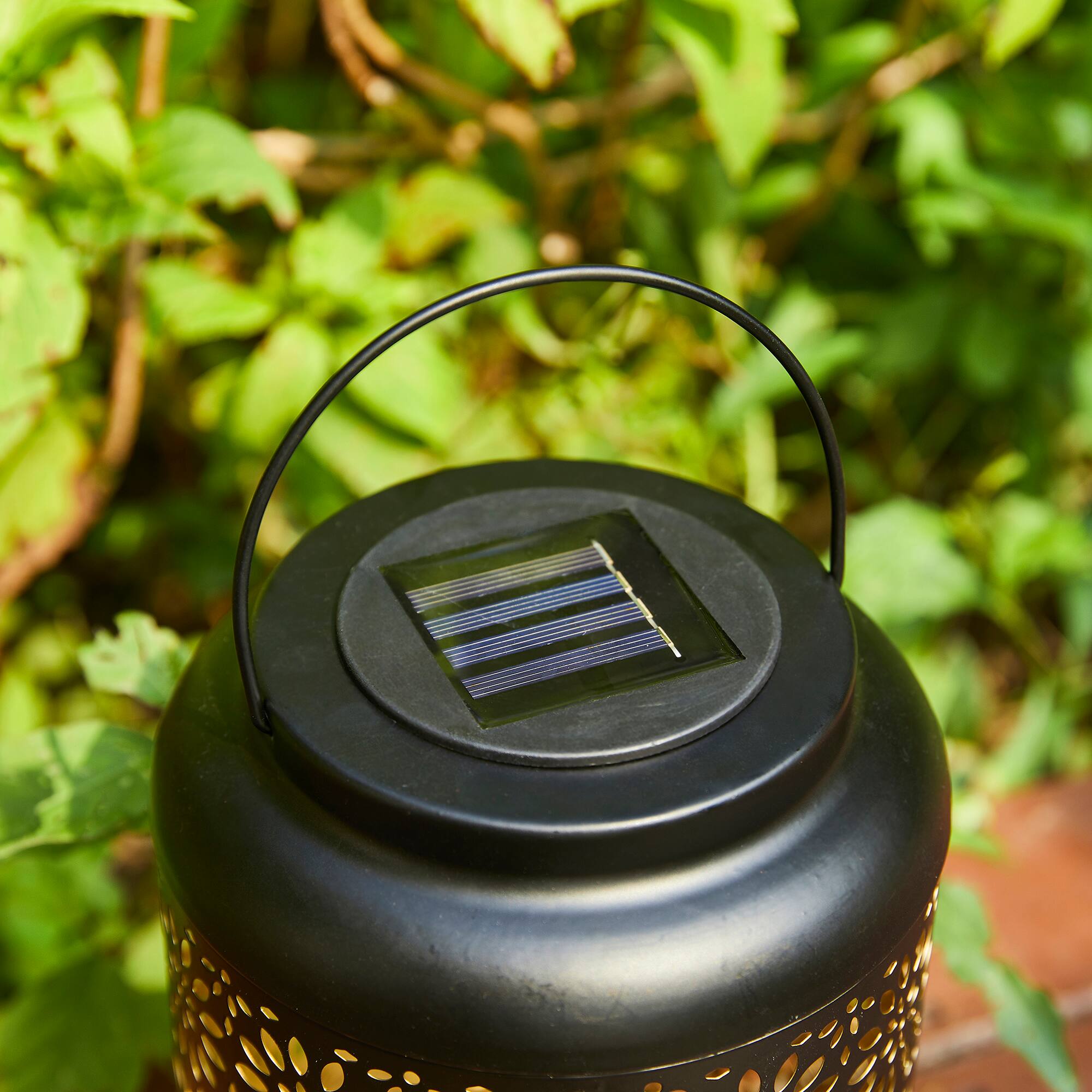 Glitzhome® 8.5" Flower Cutout Solar Powered Hanging Lantern